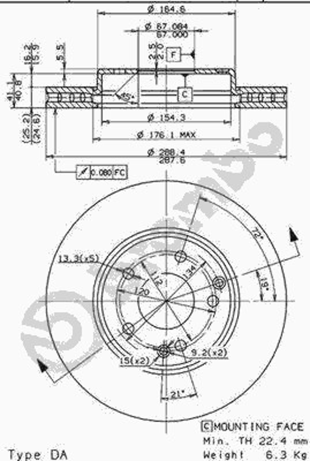 Диск тормозной BRECO BV 8402