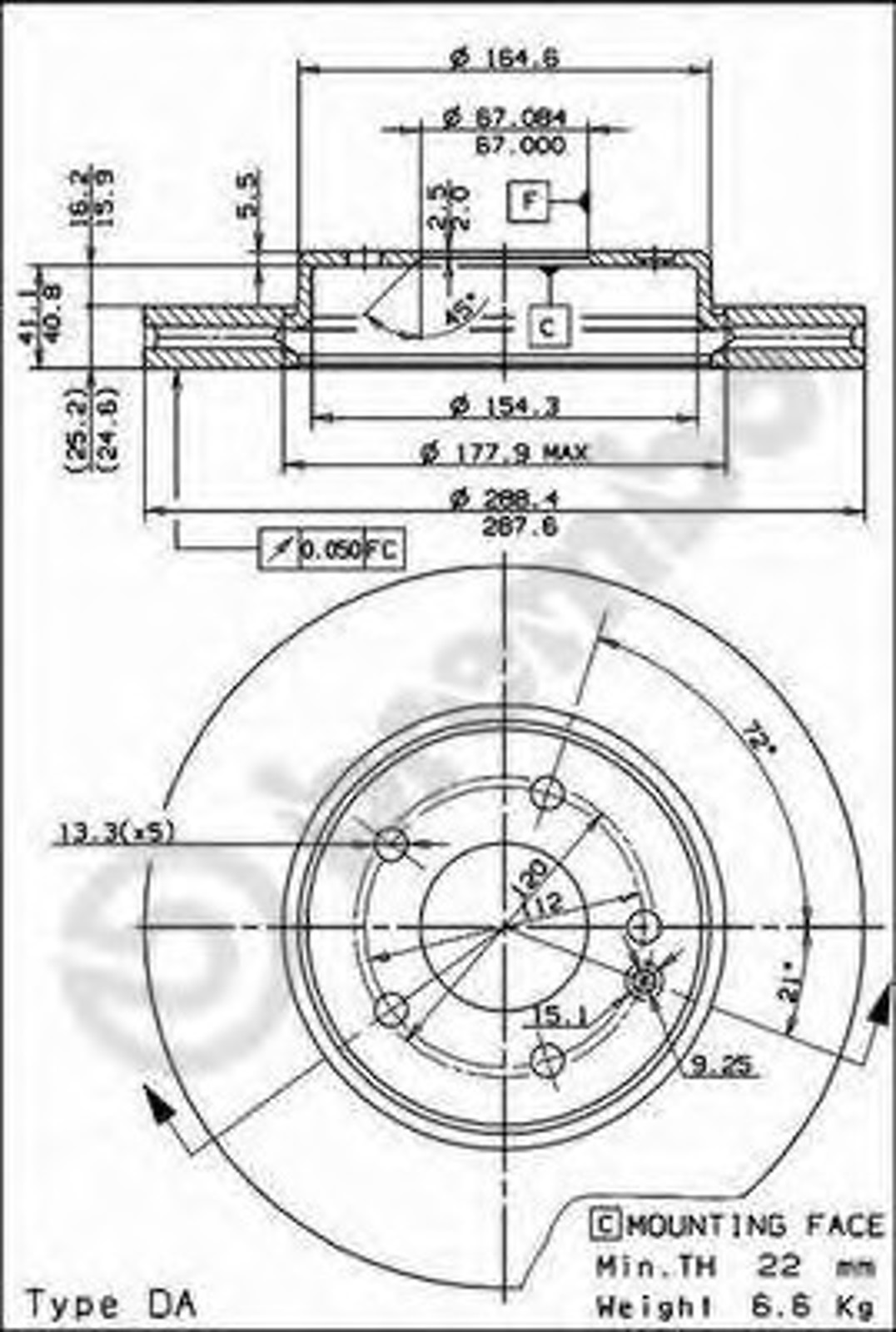 Диск тормозной BREMBO 09.6845.14