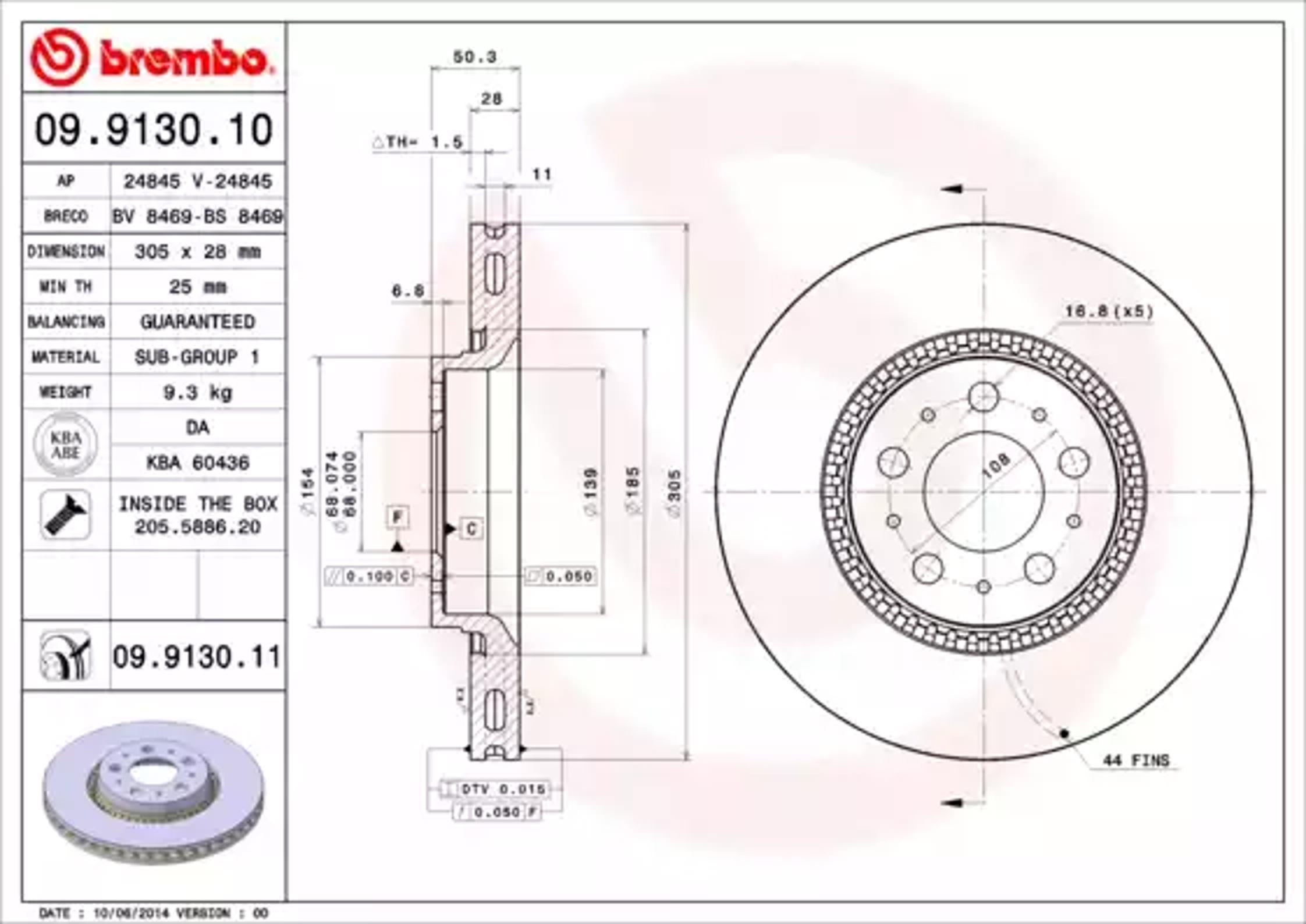 Диск тормозной BREMBO 09.9130.10