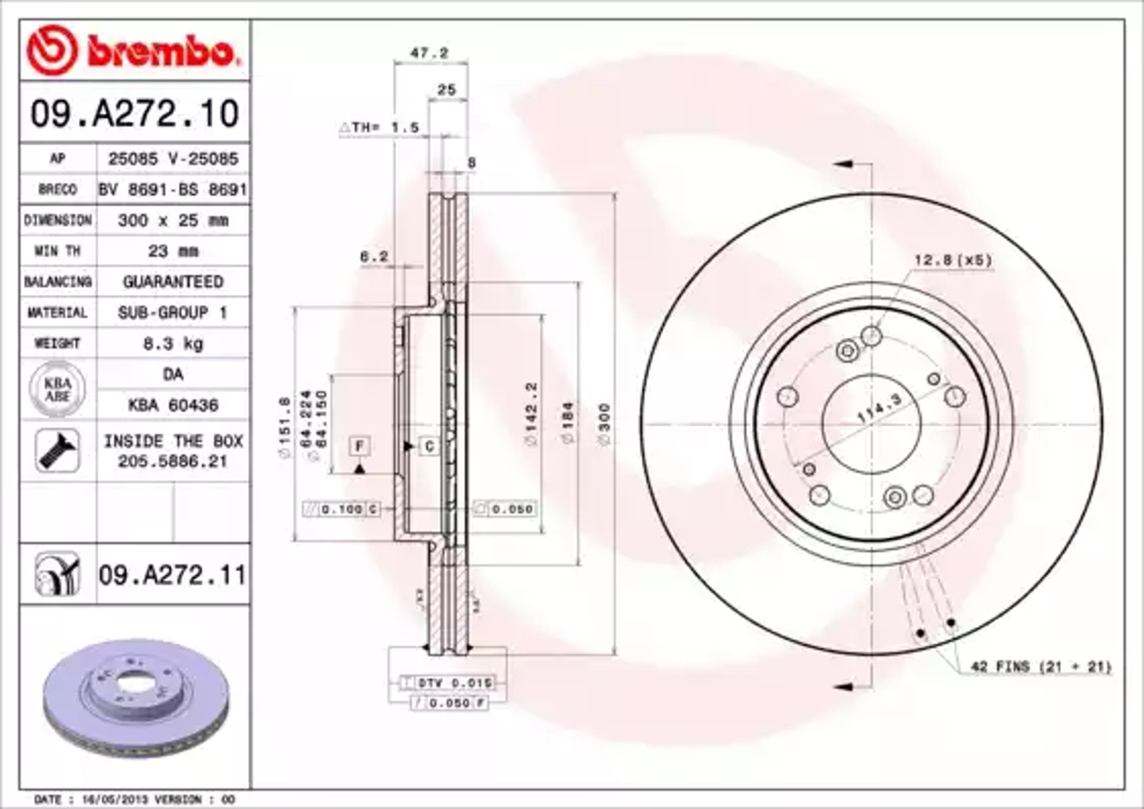 Диск тормозной BREMBO 09.A272.10