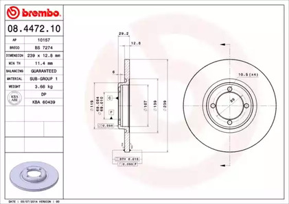 Тормозной диск BREMBO 08.4472.10