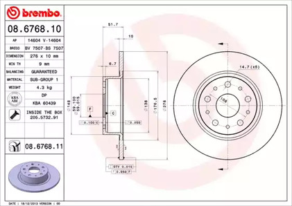 Диск тормозной BREMBO 08.6768.11