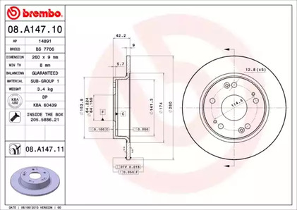 Тормозной диск BREMBO 08.A147.10