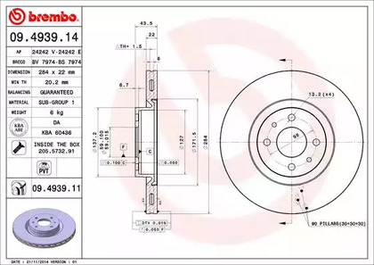 Тормозной диск BREMBO 09.4939.11