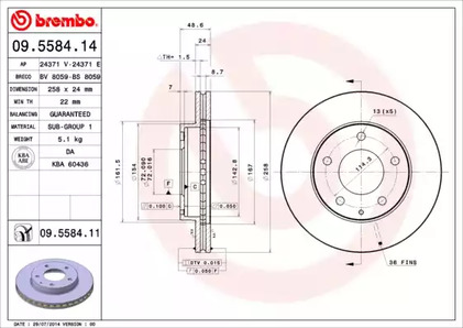 Диск тормозной BREMBO 09.5584.11