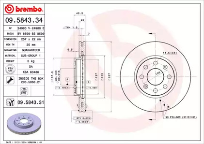 Тормозной диск BREMBO 09.5843.34
