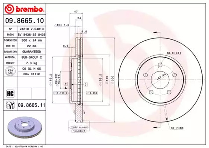 Тормозной диск BREMBO 09.8665.11