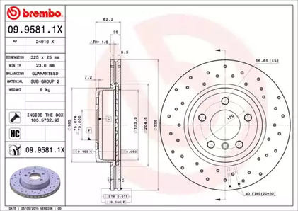 Тормозной диск BREMBO 09.9581.1X