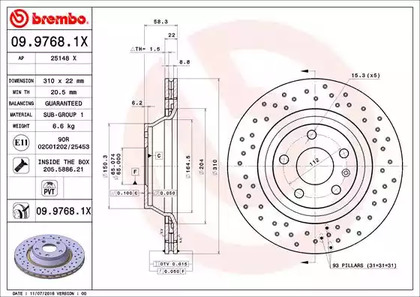Тормозной диск BREMBO 09.9768.1X