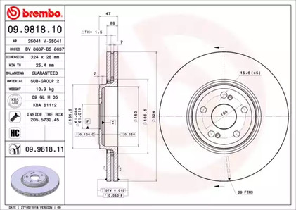 Диск тормозной BREMBO 09.9818.11