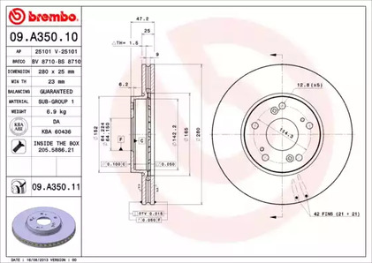 Тормозной диск BREMBO 09.A350.11