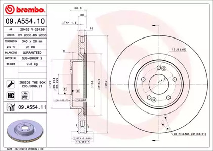 Диск тормозной BREMBO 09.A554.11