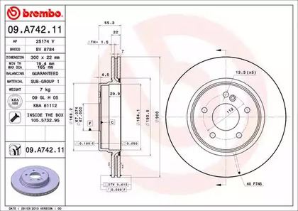 Тормозной диск BREMBO 09.A742.11