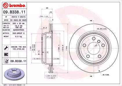 Тормозной диск BREMBO 09.B338.11