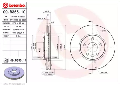 Тормозной диск BREMBO 09.B355.10