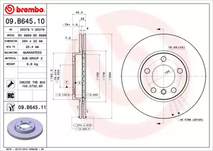 Тормозной диск BREMBO 09.B645.11