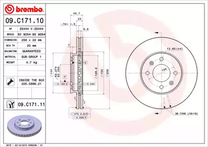 Тормозной диск BREMBO 09.C171.11