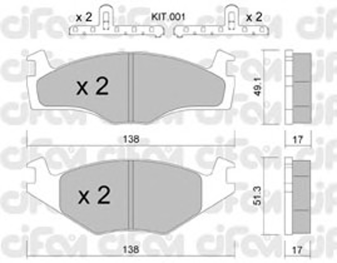 Комплект тормозных колодок дисковый тормоз CIFAM 822-045-2K