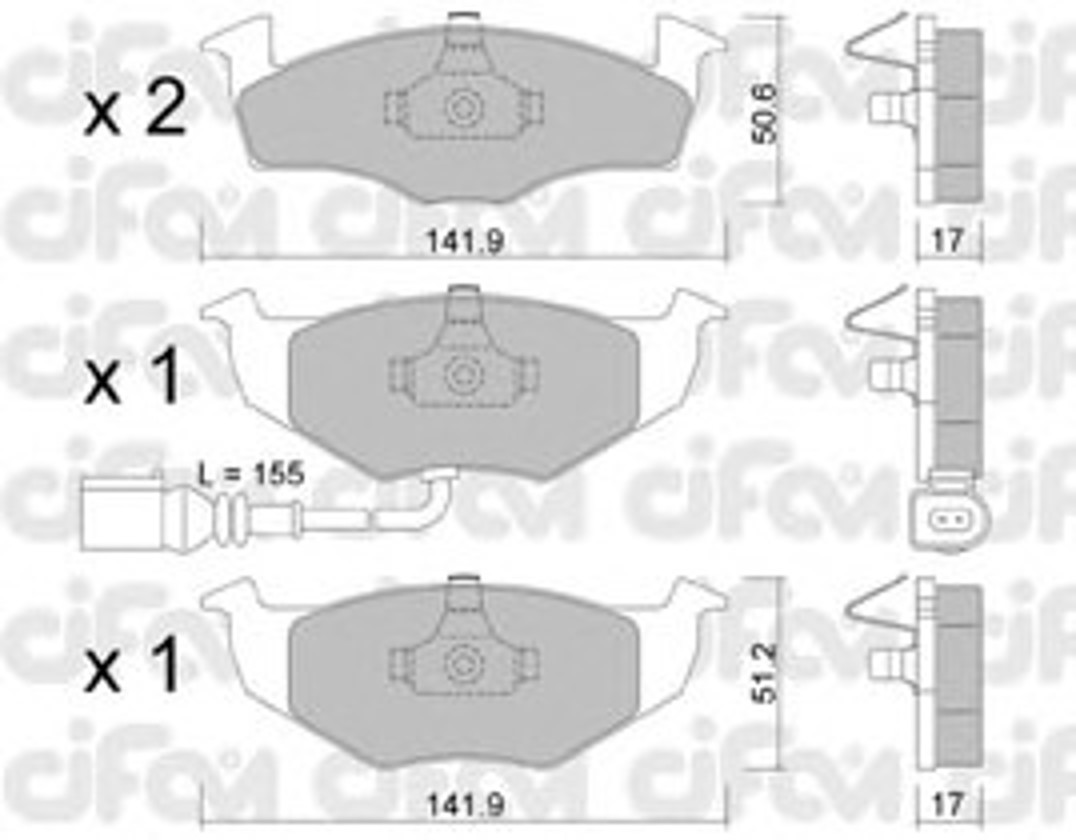Комплект тормозных колодок дисковый тормоз CIFAM 822-206-3