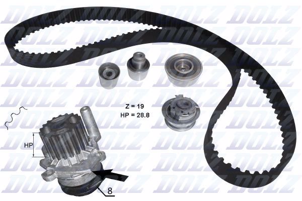 Комплект грм с водяным насосом DOLZ KD100