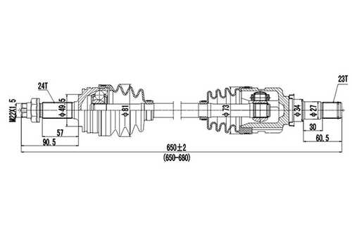 Полуось привода колеса DYNAMATRIX-KOREA DDS210232
