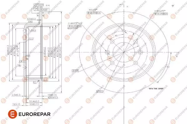 Диск тормозной EUROREPAR 1618861380