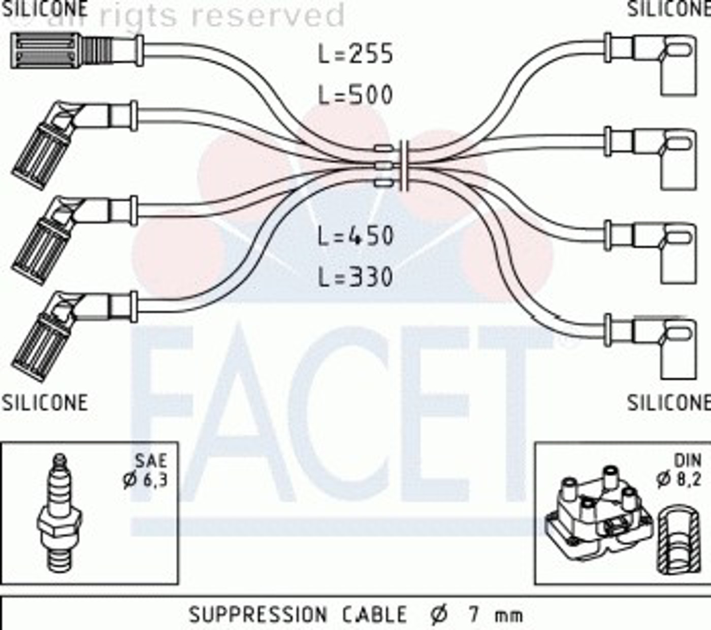 Комплект проводов зажигания FACET 4.8887