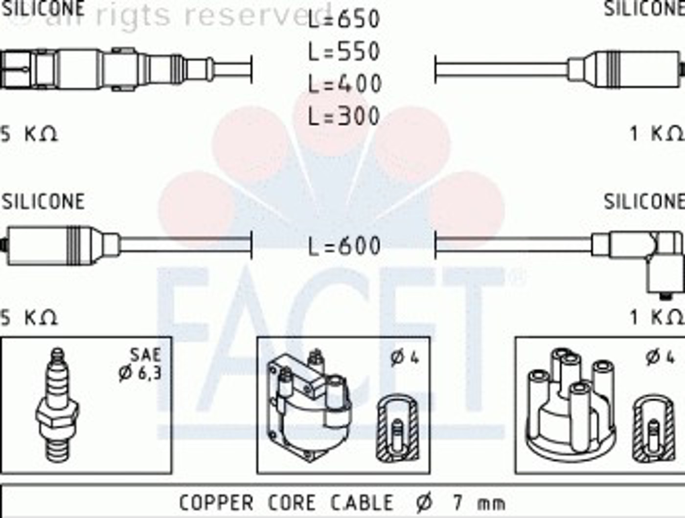 Комплект проводов зажигания FACET 4.9932