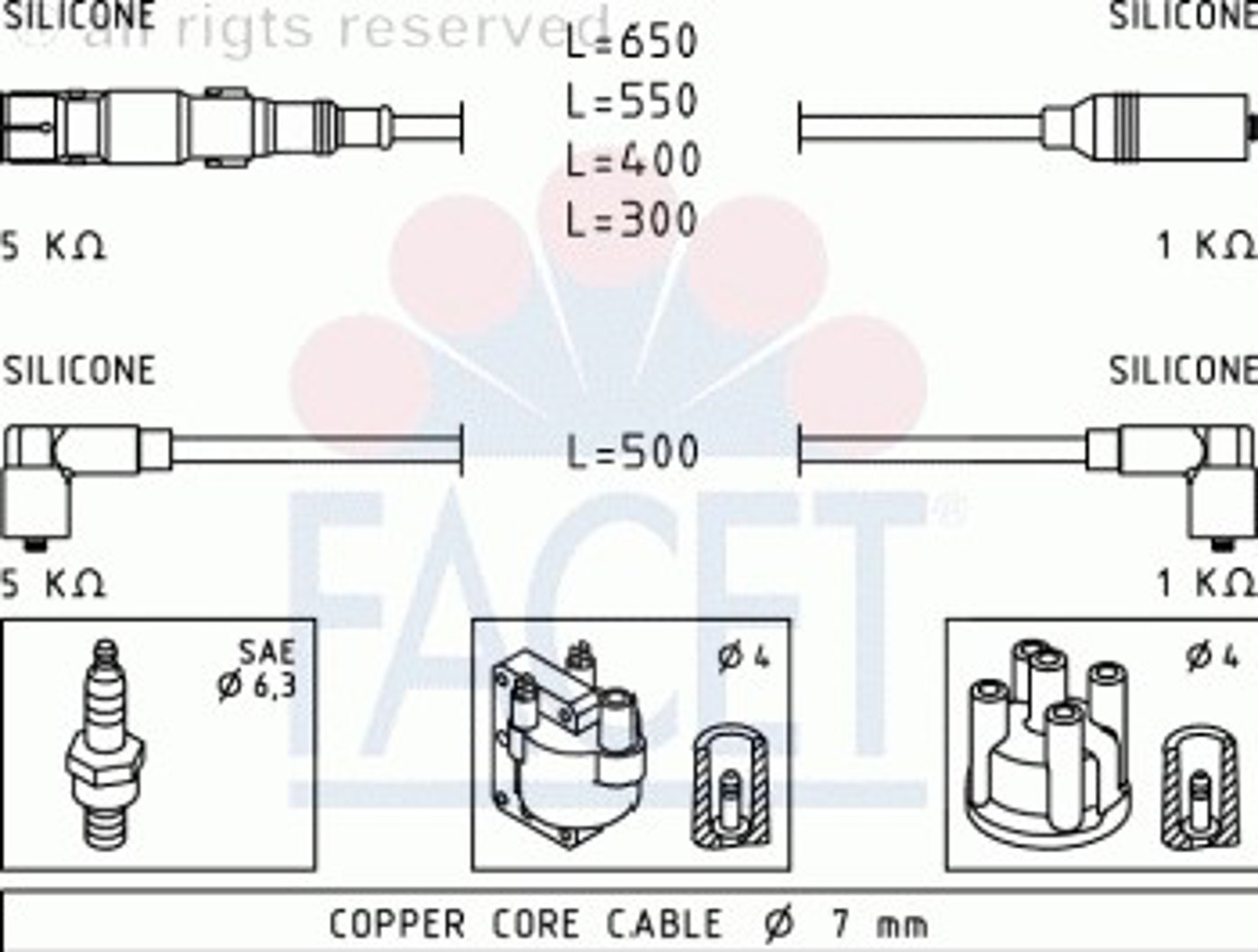 Комплект проводов зажигания FACET 4.9937