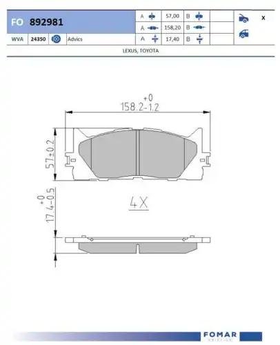 Fo 892981 колодки дисковые передние FOMAR FRICTION FO892981