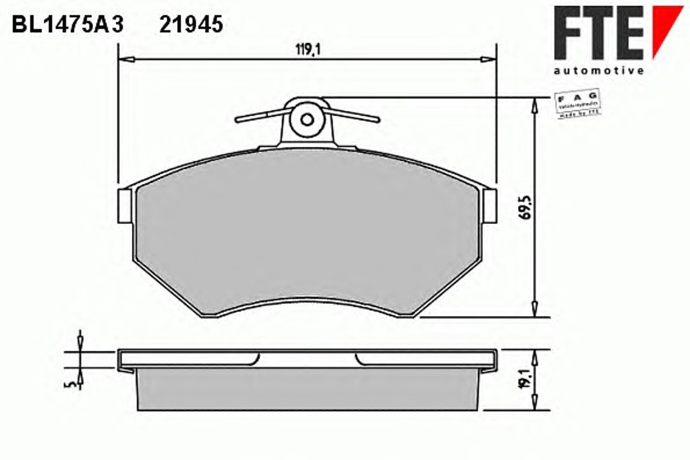 Колодки тормозные дисковые FTE BL1475A3