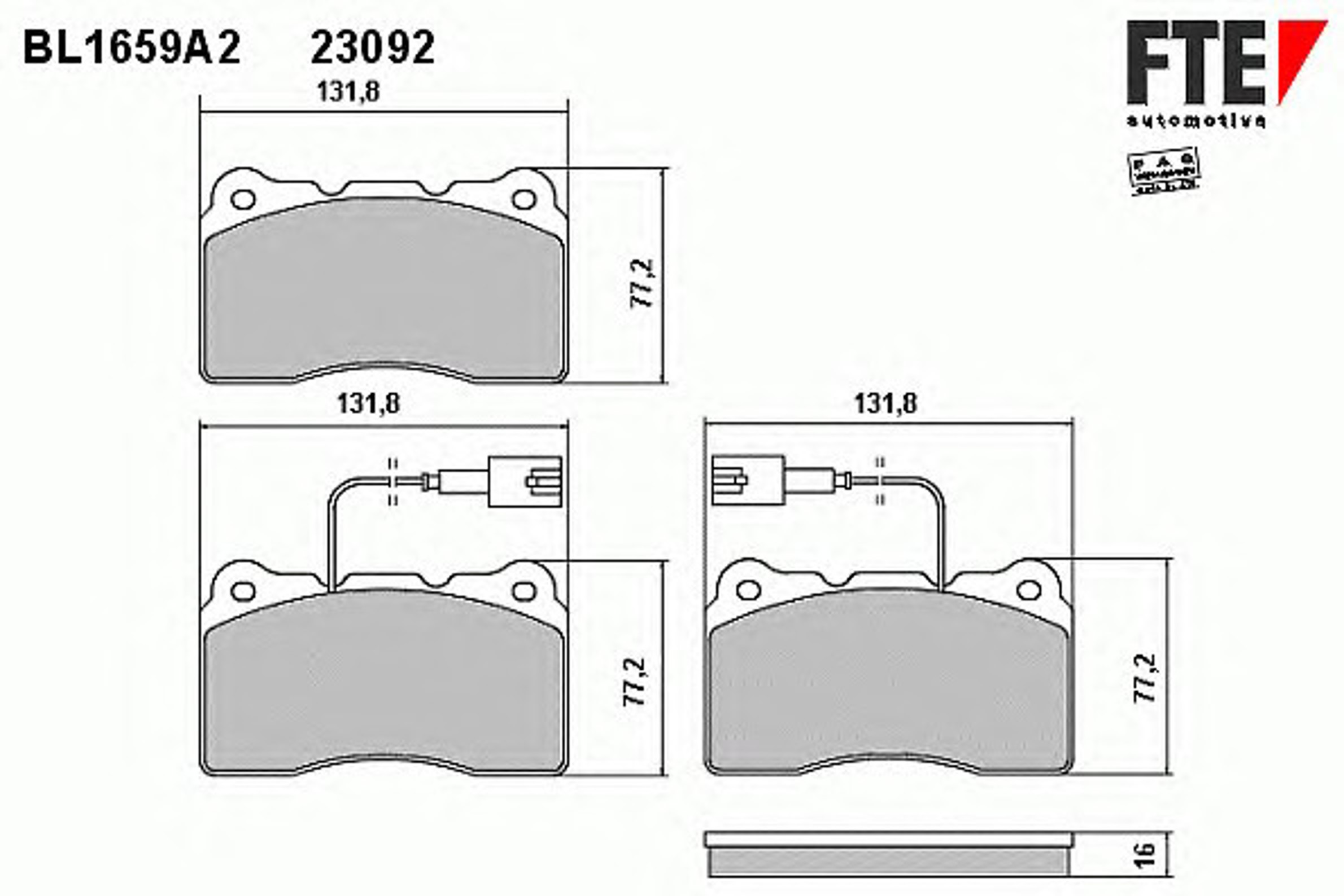 Колодки тормозные дисковые FTE BL1659A2