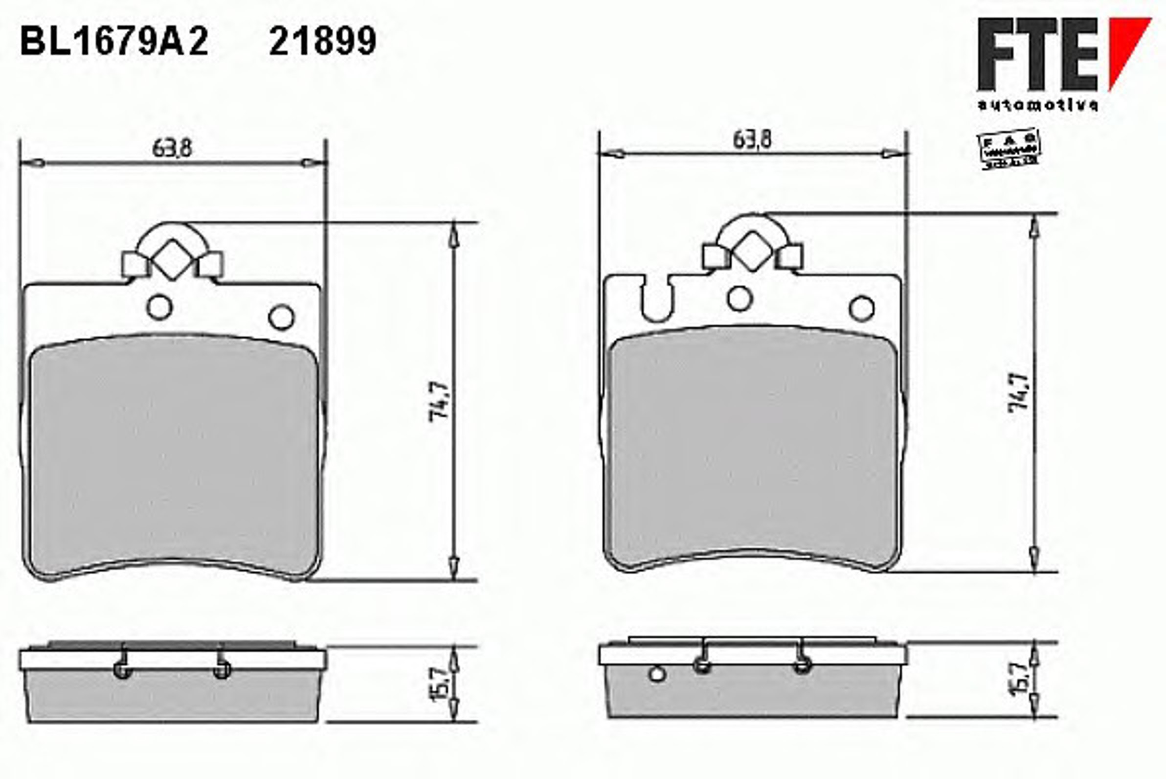 Комплект тормозных колодок дисковый тормоз FTE BL1679A2