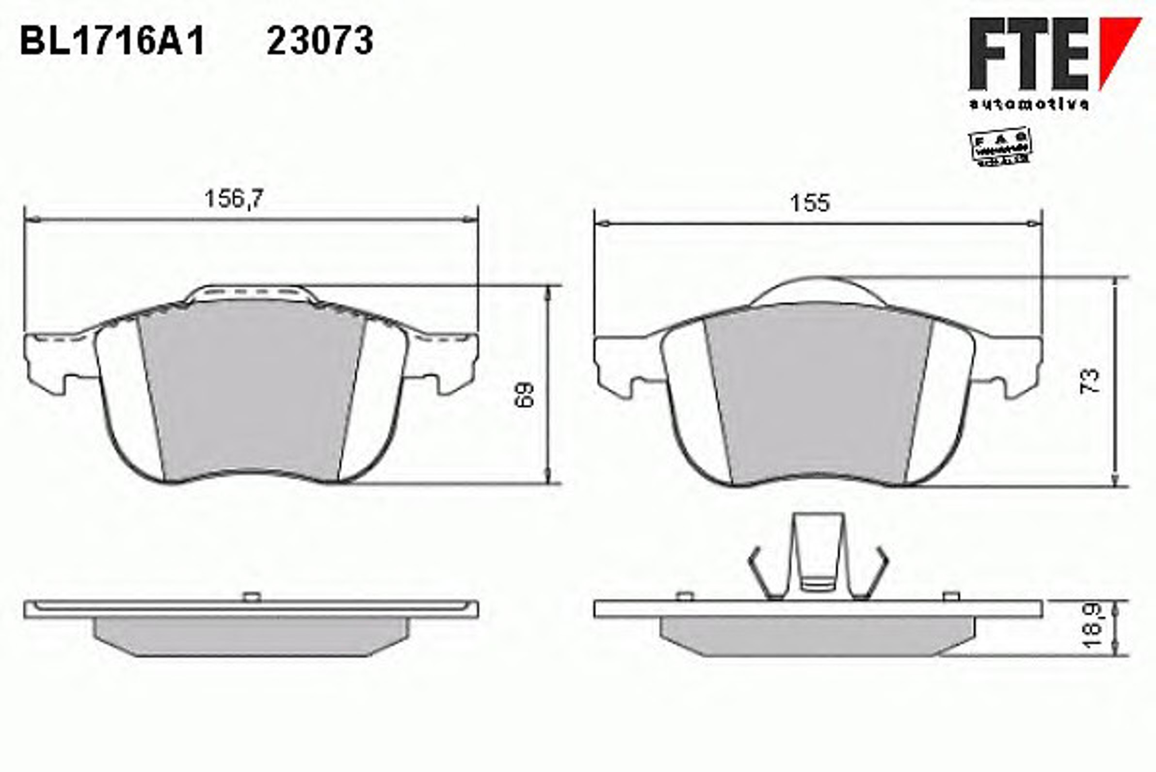 Комплект тормозных колодок дисковый тормоз FTE BL1716A1