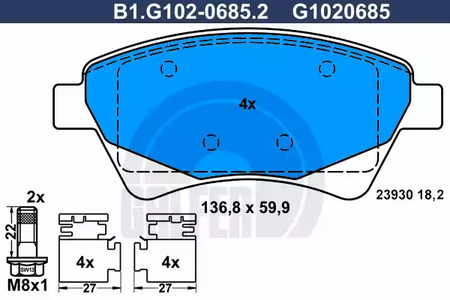 Тормозные колодки GALFER B1.G102-0685.2