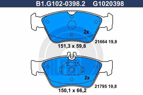 Тормозные колодки GALFER B1-G102-0398-2