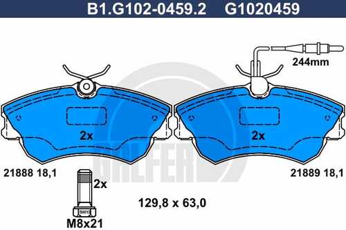 Колодки тормозные GALFER B1-G102-0459-2