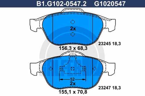 Тормозные колодки GALFER B1-G102-0547-2