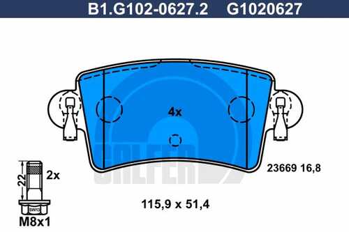 Тормозные колодки GALFER B1-G102-0627-2