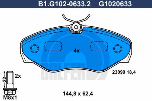 Колодки тормозные дисковые GALFER B1-G102-0633-2