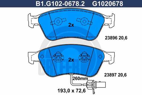 Колодки тормозные GALFER B1-G102-0678-2