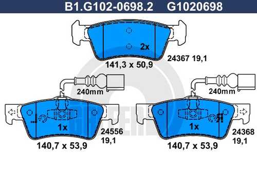 Колодки тормозные дисковые /комплект 4 шт GALFER B1-G102-0698-2