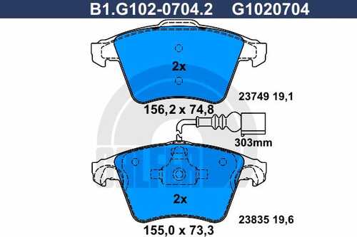 Тормозные колодки GALFER B1-G102-0704-2