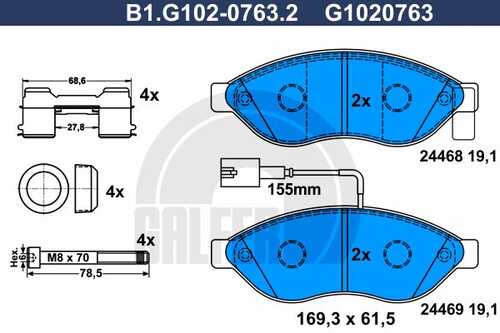 Колодки тормозные GALFER B1-G102-0763-2