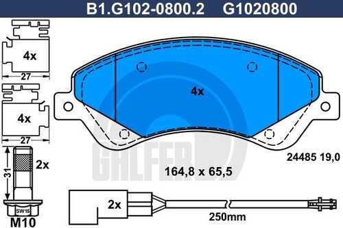 Тормозные колодки GALFER B1-G102-0800-2