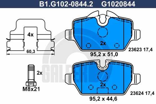 Колодки тормозные GALFER B1-G102-0844-2