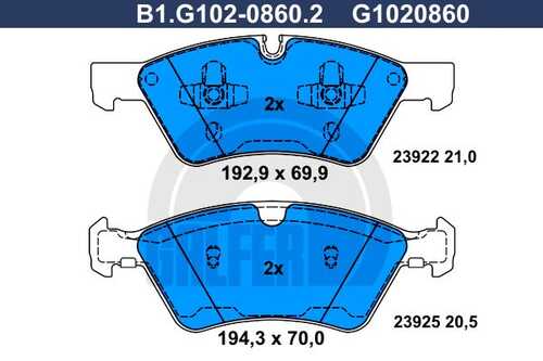 Колодки тормозные GALFER B1-G102-0860-2