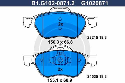 Тормозные колодки GALFER B1-G102-0871-2