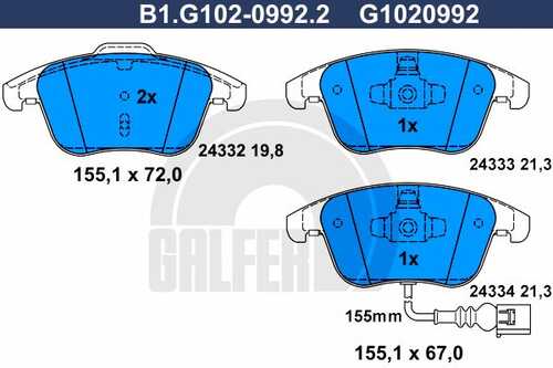 Колодки тормозные GALFER B1-G102-0992-2
