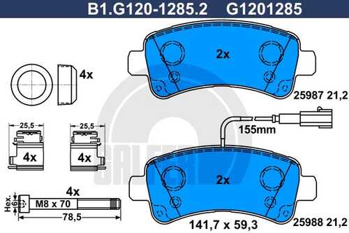 Колодки тормозные дисковые /комплект 4 шт GALFER B1-G120-1285-2
